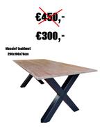 Massief Teakhouten eettafel 200x100x78cm, Ophalen, Gebruikt, Teakhout, 200 cm of meer