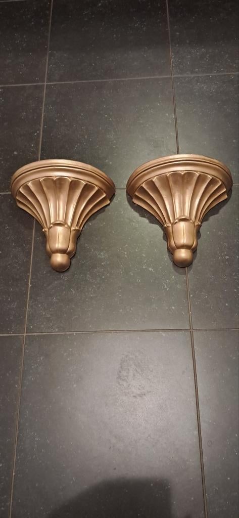 Set van 2 Gipsen Ornamenten - Goudkleurig, Ophalen of Verzenden