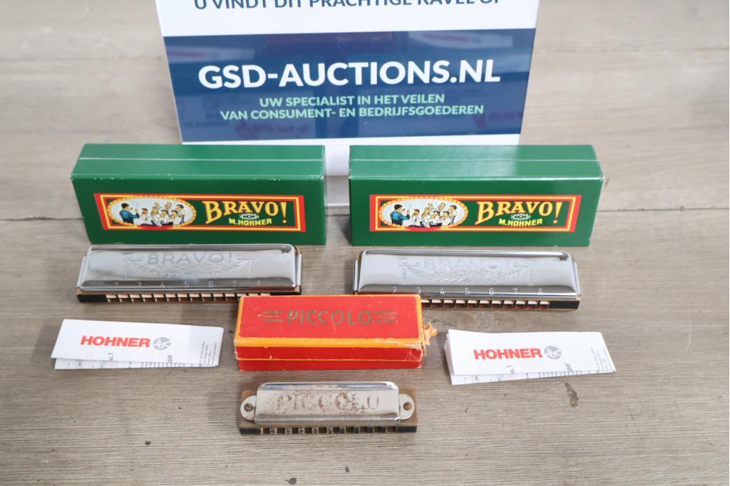 Vintage Hohner bravo en Piccolo mondharmonica's 3 stuks, Muziek en Instrumenten, Ophalen of Verzenden, Niet ingevuld, Niet ingevuld