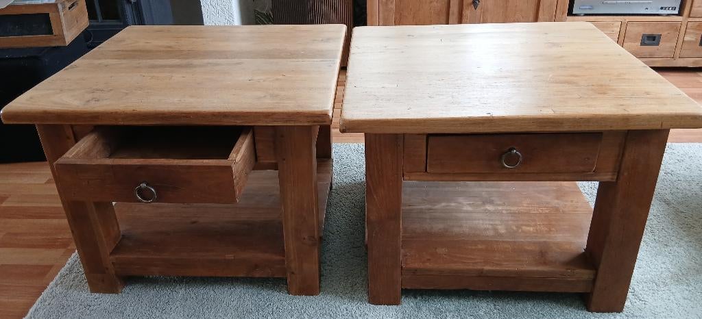 Salontafels teak, Ophalen, Gebruikt, 50 tot 100 cm, 50 tot 100 cm