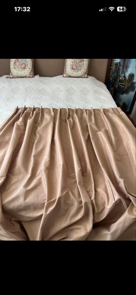 Gordijnen, beige/goudkleurig, 2 stuks, 200 cm of meer, Beige, 150 tot 200 cm, Ophalen of Verzenden