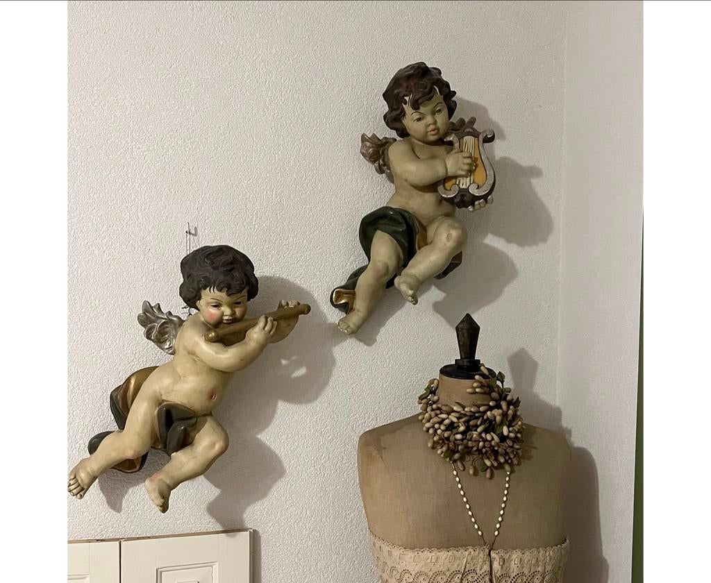 2 prachtige cherubijntjes - Engelenbeeldjes, Verzamelen, Beelden en Beeldjes, Ophalen, Zo goed als nieuw, Religie