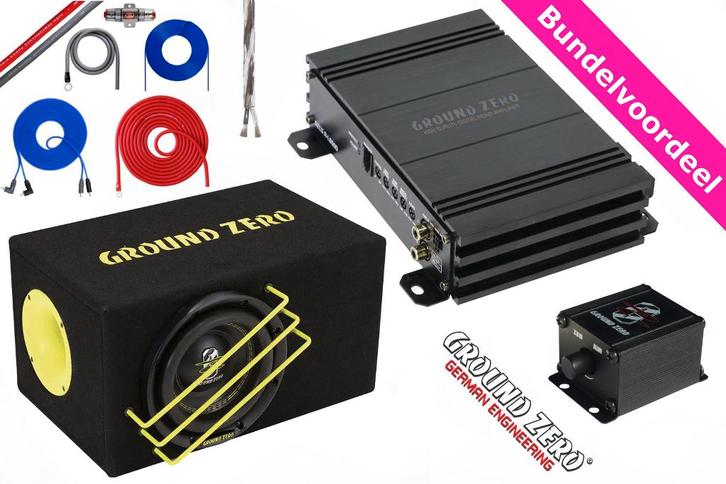 Ground Zero SPL Subwoofer + Monoblock + Kabels + Controller, Auto diversen, Autospeakers, Nieuw, Ophalen of Verzenden