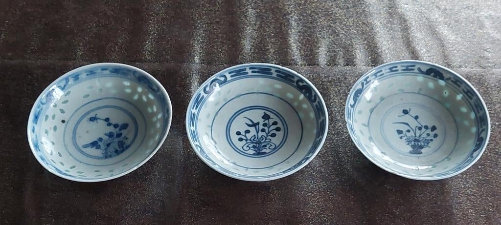 5 Rijstkorrelporselein rijstkom deksel mini kommetjes, Huis en Inrichting, Keuken | Servies, Gebruikt, Ophalen of Verzenden, Kom(men)