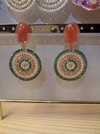 Glassberry Oorbellen met Edelstenen - Groen & Koraal, Hangers, Verzenden, Nieuw, Glas