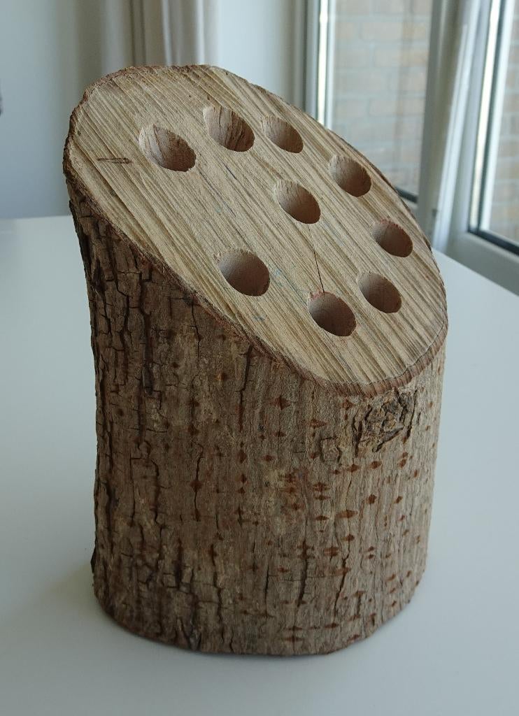 Vintage Pennenhouder Zelfgemaakt uit Stuk Hout, Ophalen, Zo goed als nieuw
