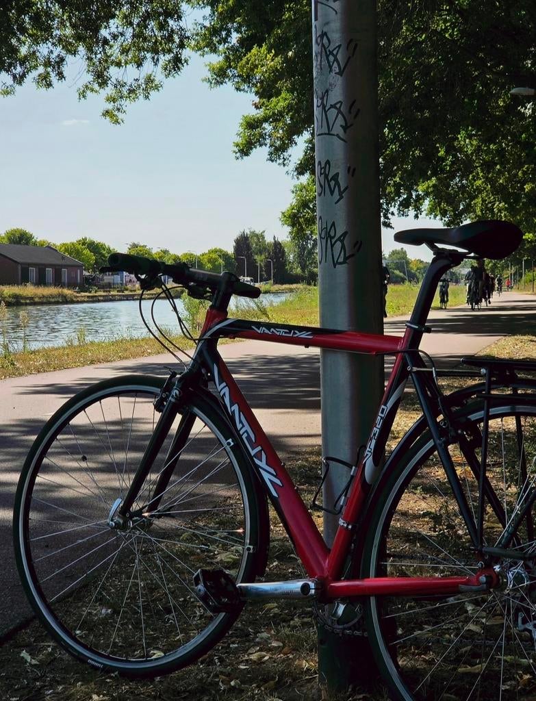 Van Tuyl Race/Stadsfiets - Rood/Zwart, 28 inch, Gebruikt, 10 tot 15 versnellingen, Heren