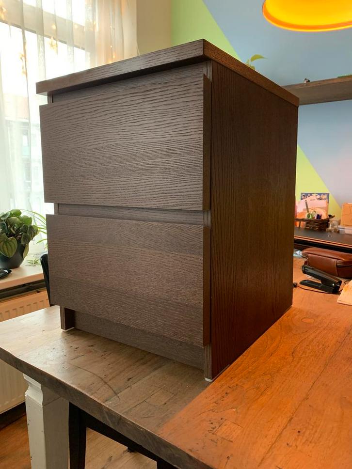 Ikea Malm Nachtkastje Donkerbruin - 2 Lades, Huis en Inrichting, Slaapkamer | Nachtkastjes, Gebruikt, Minder dan 55 cm, Minder dan 45 cm