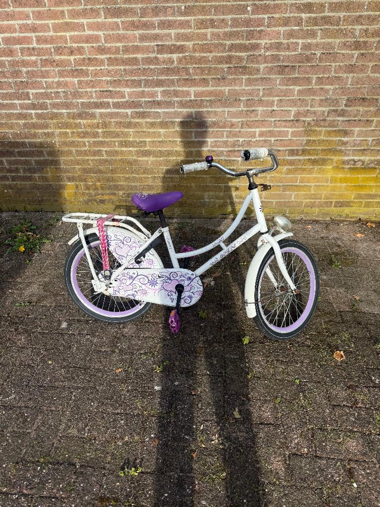 Vrolijke Popal Bernadette kinderfiets 20 inch Wit/Paars, Fietsen en Brommers, Fietsen | Meisjes, Ophalen, Gebruikt, 20 inch, Popal