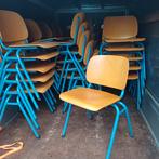 70 x vintage design schoolstoelen partij stoelen, Ophalen, Gebruikt, Bruin, Vijf, Zes of meer stoelen