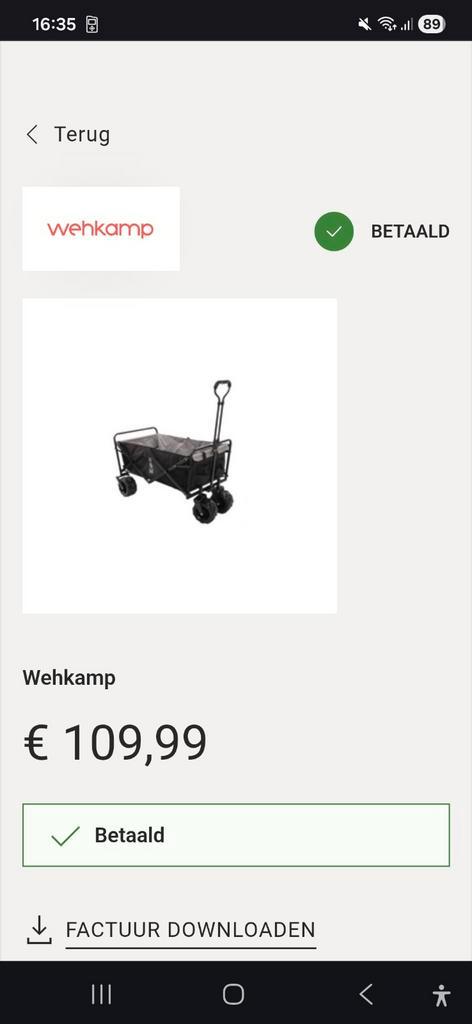 Wehkamp Opvouwbare Bolderkar - Zwart, Caravans en Kamperen, Bolderkarren, Ophalen of Verzenden