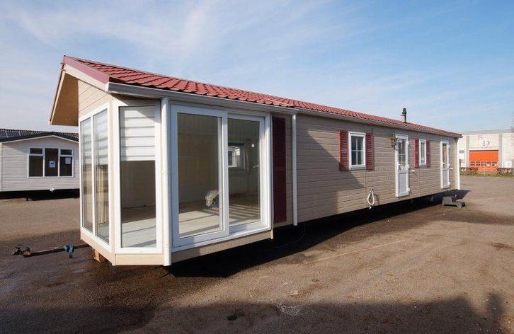 Arcabo chalet 15m - winterhard, 2 slk, airco en overkapping, Caravans en Kamperen, Stacaravans, tot en met 5, Ophalen