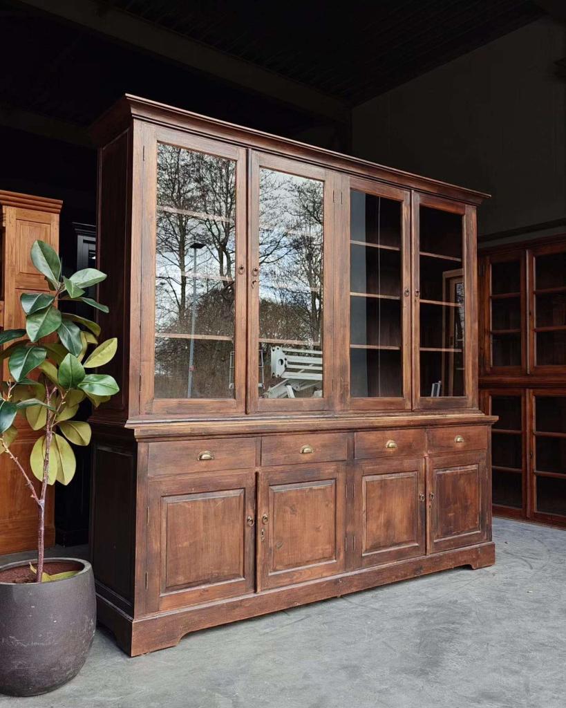 Prachtige antieke winkelkast | teaken winkelvitrine #3349, Ophalen of Verzenden