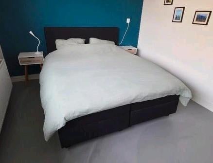 Tweepersoons boxspring bed, Ophalen, Gebruikt, Zwart, Tweepersoons
