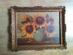 Schilderij zonnebloemen in sierlijke lijst, Antiek en Kunst, Kunst | Schilderijen | Klassiek, Ophalen of Verzenden