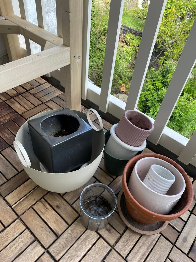 Verzameling bloempotten, Ophalen, Gebruikt, Rond, Aardewerk