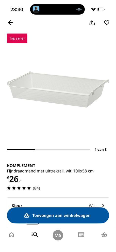 8x IKEA KOMPLEMENT Fijnraadmand met uittrekrail, wit, Ophalen, Gebruikt