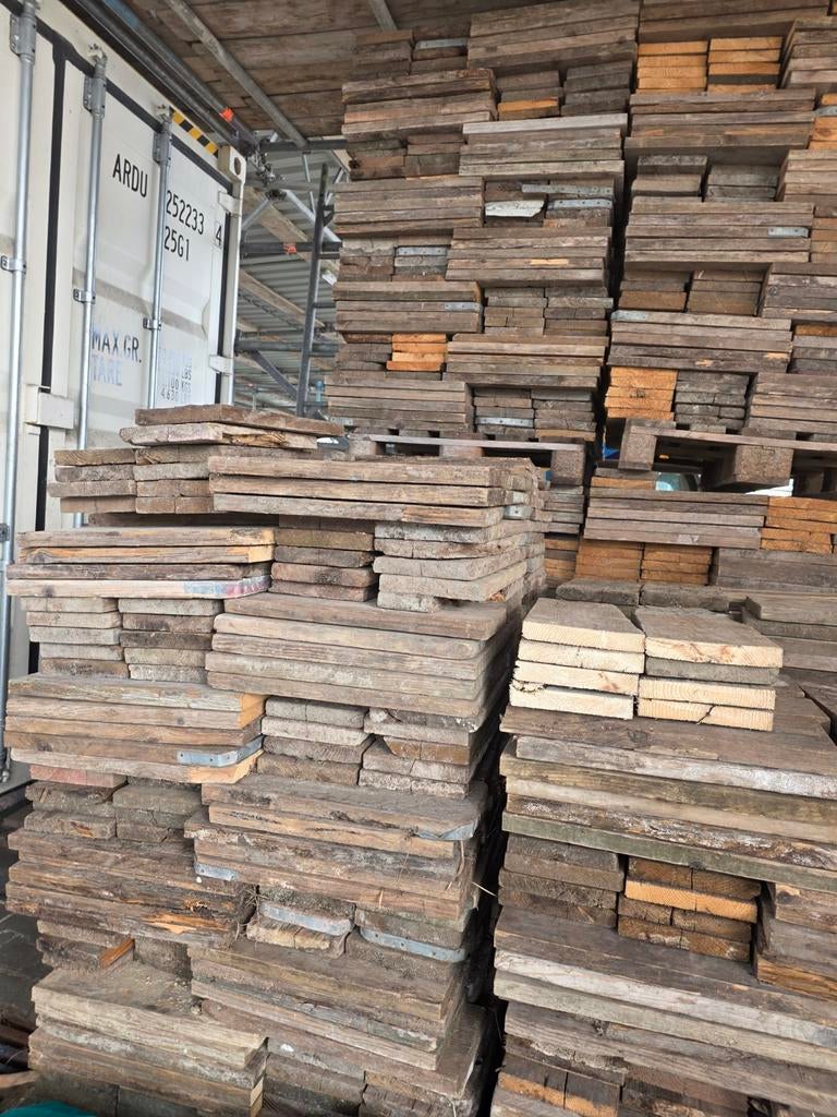 Steigerhouten sloffen te koop, Doe-het-zelf en Verbouw, Hout en Planken, Ophalen, Plank, 50 mm of meer, Minder dan 200 cm