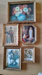 Oude retro schilderijtje fotolijstje Hummel boer en boerin., Ophalen of Verzenden