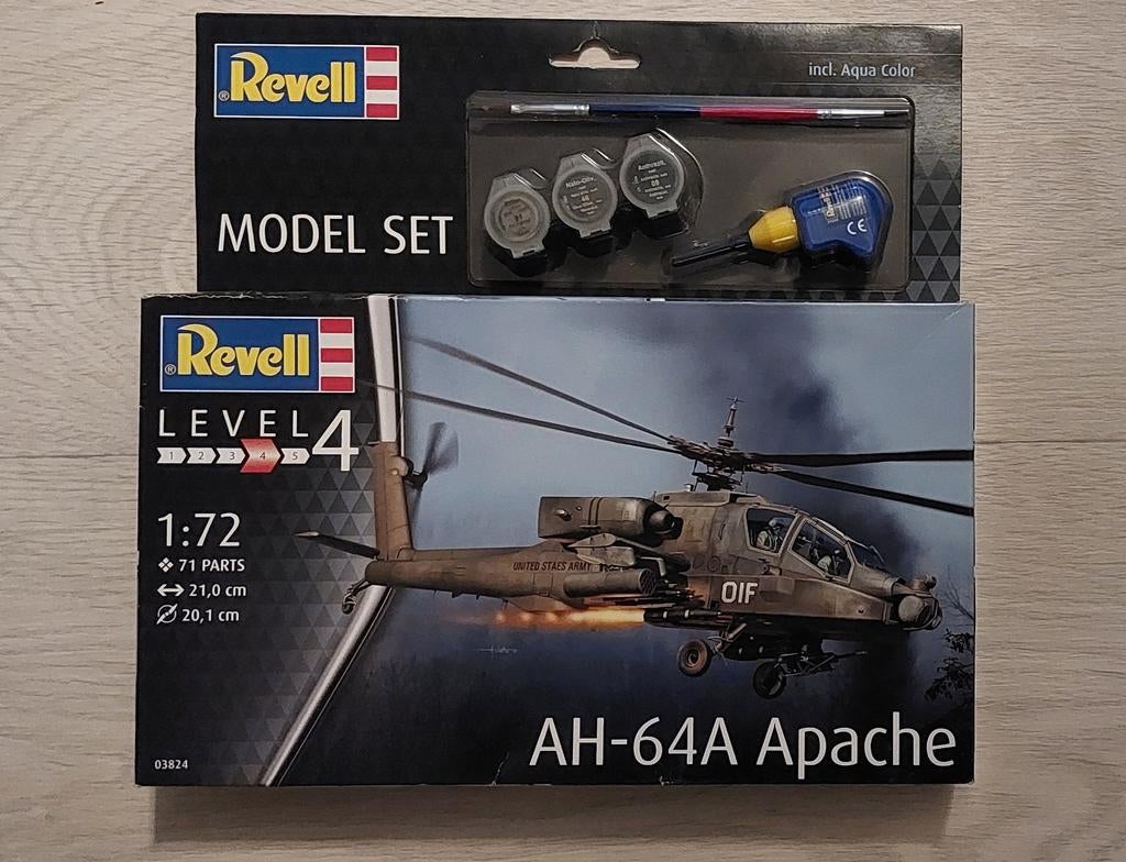 Revell Model Set AH-64A Apache Helikopter - Nieuw in doos, Hobby en Vrije tijd, 1:72 tot 1:144, Nieuw, Ophalen of Verzenden, Revell