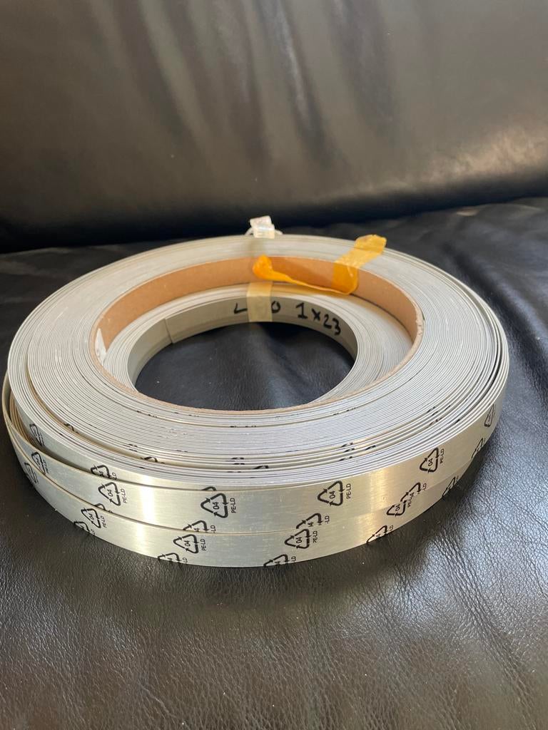 Kantenband geborsteld aluminium, Ophalen of Verzenden, Gebruikt