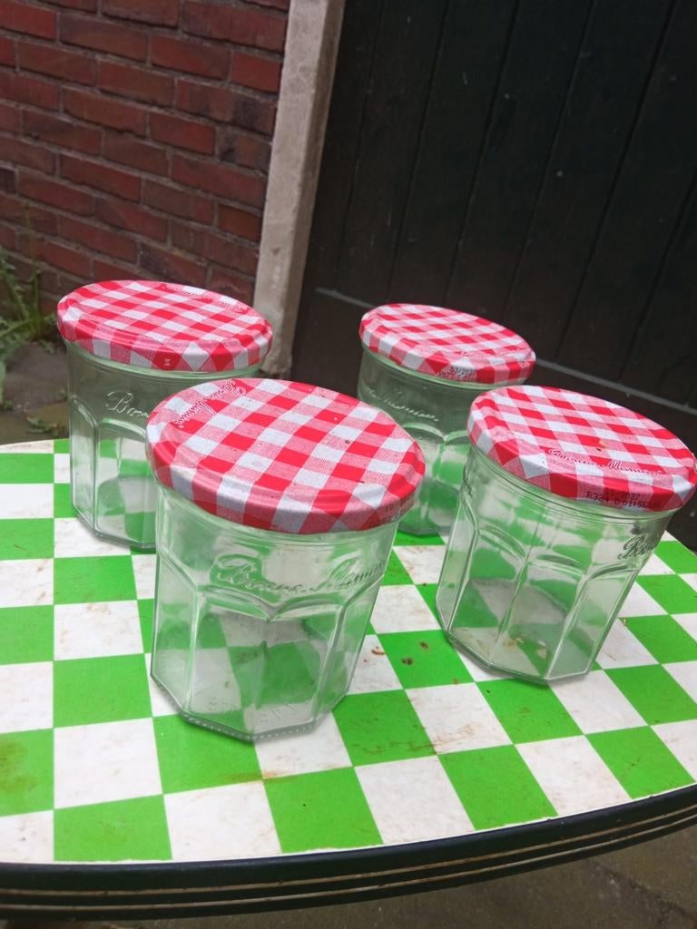 Lege jampotjes van Bonnemaman., Huis en Inrichting, Keuken | Potten en Pannen, Ophalen, Zo goed als nieuw, Glas, Pot, Bus of Blik