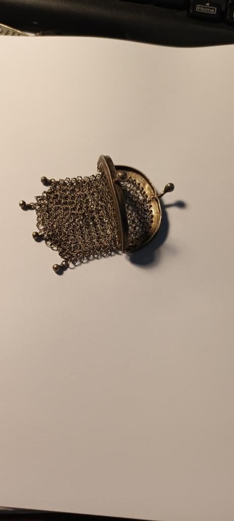 Antieke zilveren kettingbeursje, Antiek en Kunst, Ophalen of Verzenden
