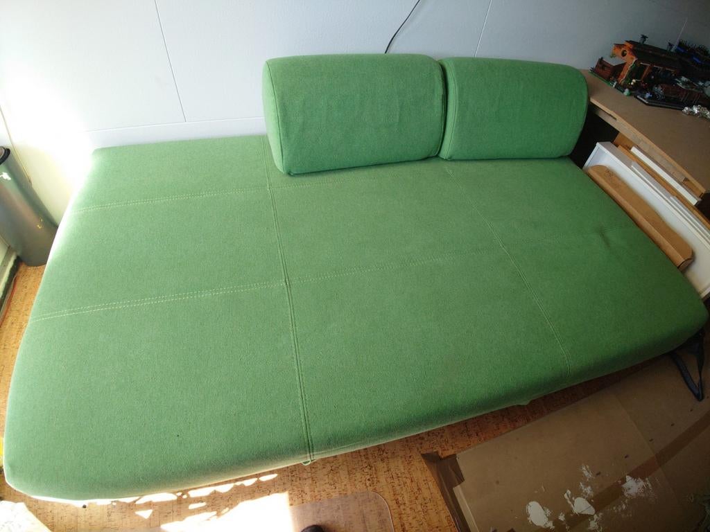 Moet weg: IKEA Flottebo slaapbank 120x200 - Groen 2 kussens, Ophalen of Verzenden, Twijfelaar, Groen, 140 cm