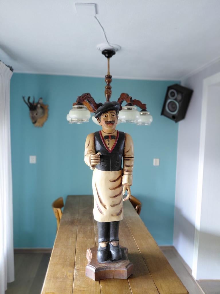 Vintage Houten Pop Decoratie Winkel - Barman/Ober, Antiek en Kunst, Ophalen of Verzenden
