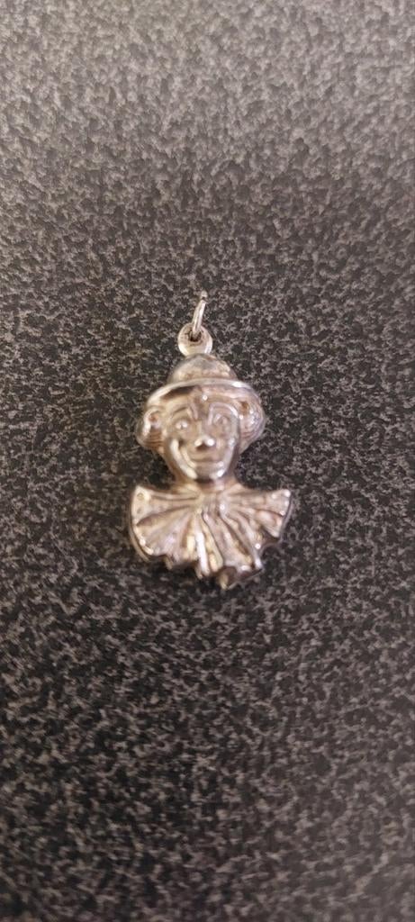 Vintage zilvere hanger in de vorm van een clown jaren '70, Ophalen of Verzenden, Zo goed als nieuw, Zilver, Zilver