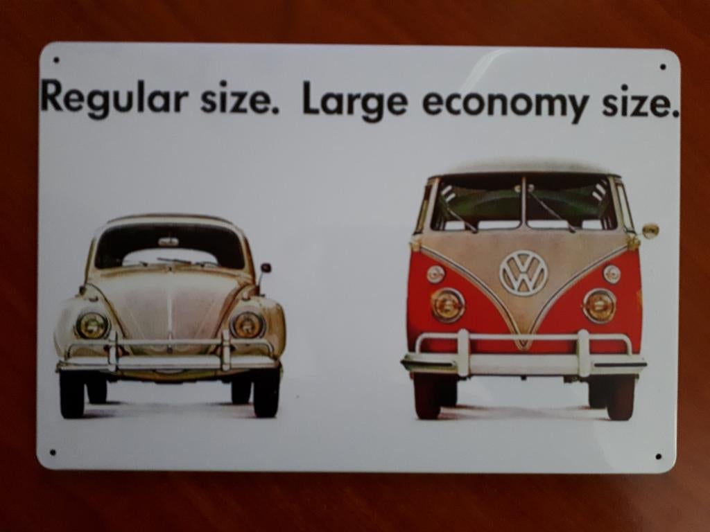 Volkswagen 20x30 cm Metalen Reclamebord, Verzamelen, Ophalen of Verzenden, Nieuw, Reclamebord