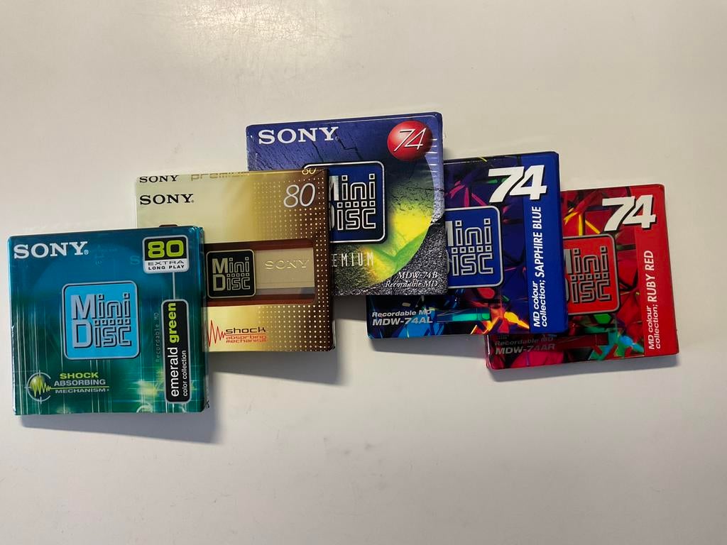 Minidisc’s. SONY VERSCHIL. 5x NIEUW IN VERPAKKING 80/74 min., Ophalen of Verzenden