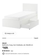 Ikea Malm eenpersoonsbed met lades, wit, Huis en Inrichting, Slaapkamer | Bedden, Ophalen, Gebruikt, 90 cm, Eenpersoons