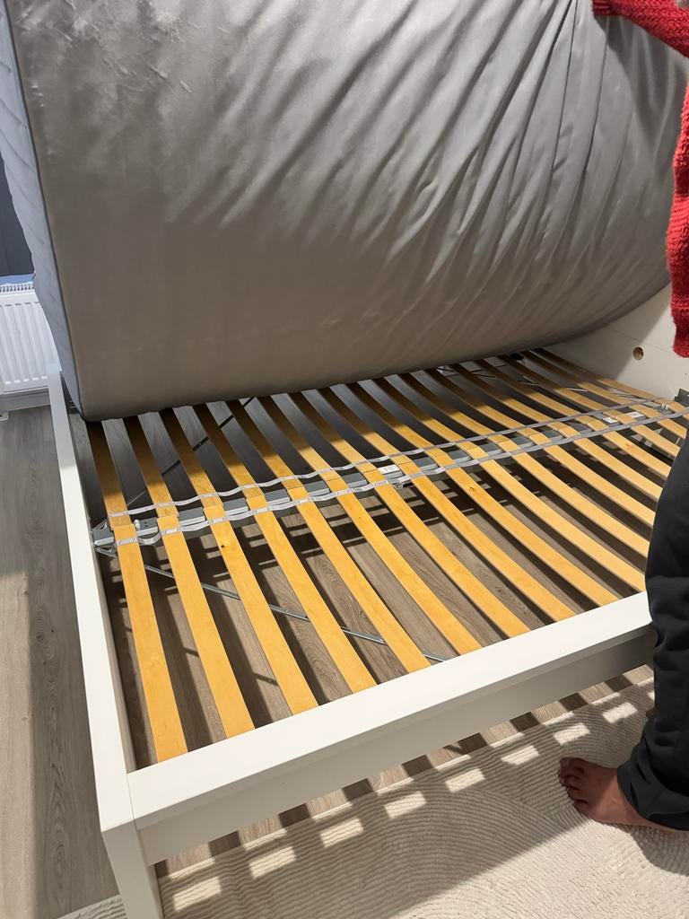 Ikea bedframe 160x200 - Wit, inclusief lattenbodem, Huis en Inrichting, Slaapkamer | Bedden, Ophalen, Gebruikt, Wit, Tweepersoons