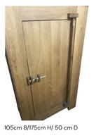 Massief eiken 1-deurs kast /houten schanier in lichte kleur, Ophalen, Zo goed als nieuw, 50 tot 75 cm, 100 tot 150 cm