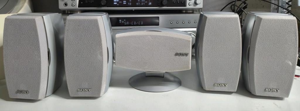 Sony MS545 speakers 2x front ,2x rear 1x center met beugels, 70 watt of meer, Ophalen of Verzenden, 5.1-systeem, Overige spelers