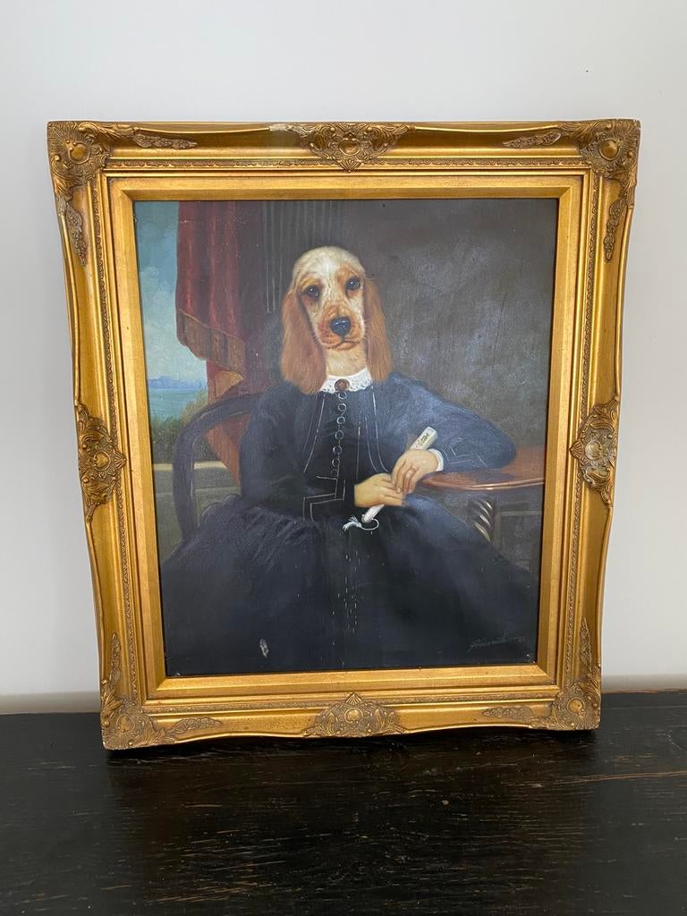 Schilderij met hond, Antiek en Kunst, Ophalen