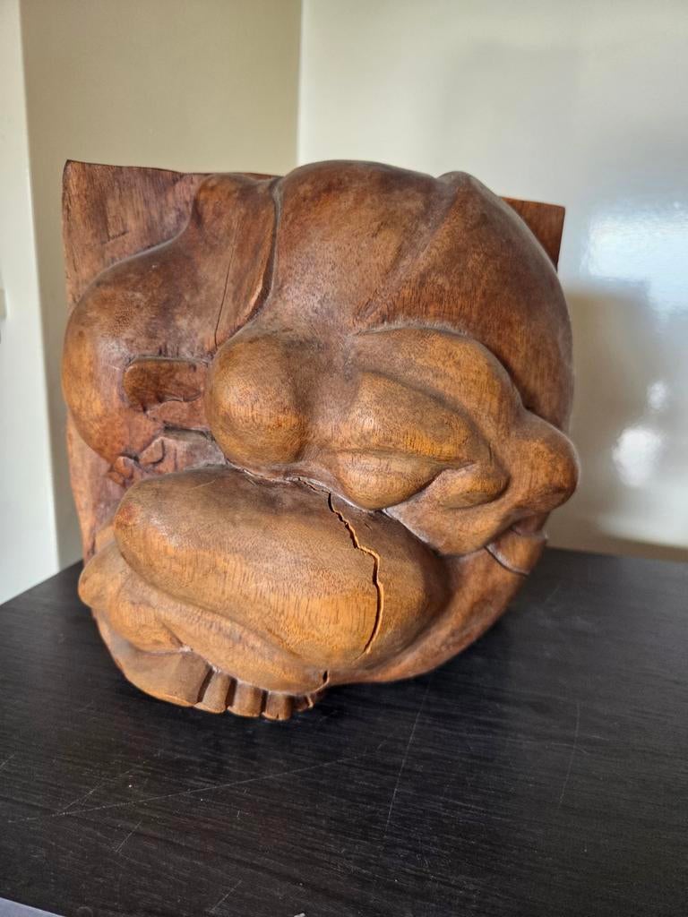 Yogi, oranje malu 21 cm hand gesneden uit hardhout, Ophalen