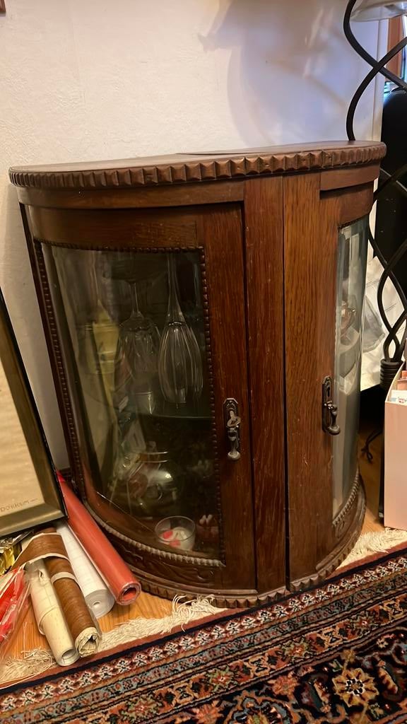 Vintage prachtig ovaal antieke kastje 2 delen, Ophalen