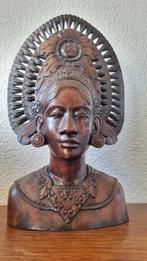 Buste Janger-danseres Bali Indonesië, Antiek en Kunst, Kunst | Beelden en Houtsnijwerken, Ophalen of Verzenden