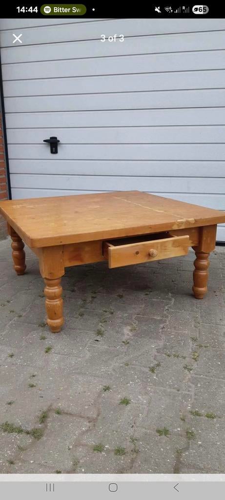 Grenen salontafel met lade, Huis en Inrichting, Tafels | Salontafels, Ophalen of Verzenden