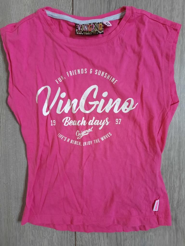 Vingino shirt t-shirt korte mouw Hilde roze mt 6 / 116, Kinderen en Baby's, Kinderkleding | Maat 116, Meisje, Ophalen of Verzenden