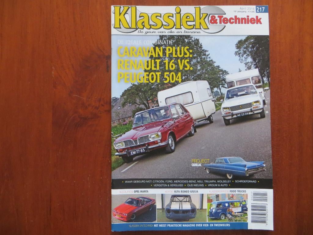 Klassiek & Techniek 217 Renault 16, Peugeot 504 + caravan, Boeken, Ophalen of Verzenden, Nieuw, Peugeot