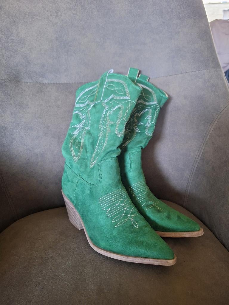 Mooie groene laarzen maat 37 te koop, Kleding | Dames, Schoenen, Ophalen of Verzenden, Zo goed als nieuw, Groen, Hoge laarzen