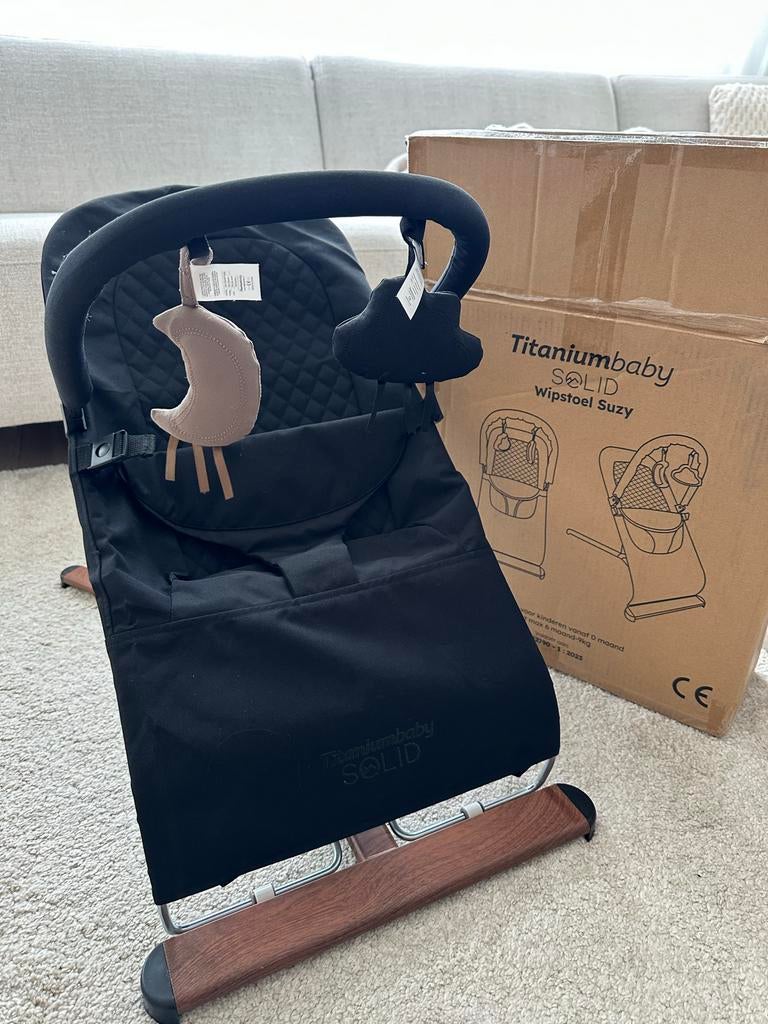 Nieuwe Wipstoel Bouncer Titanium Baby Solid Suzy Lush Black, Ophalen of Verzenden, Nieuw, Wipstoel, Overige merken