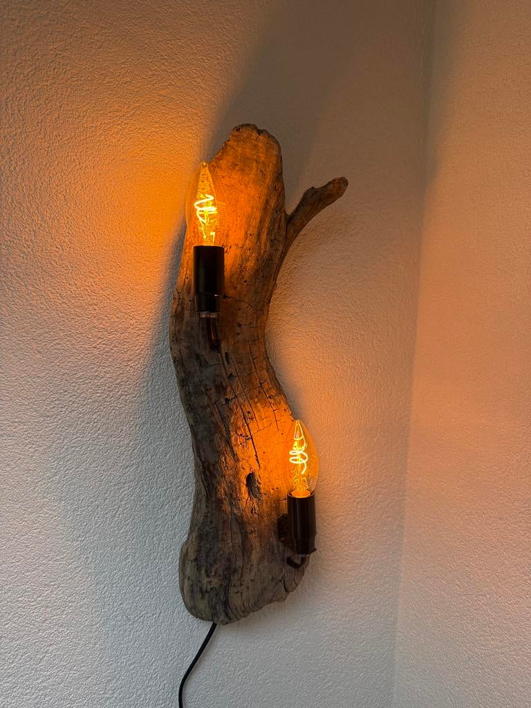 Mooie wandlamp van drijfhout, Ophalen of Verzenden, Nieuw, Hout, Natuurlijk