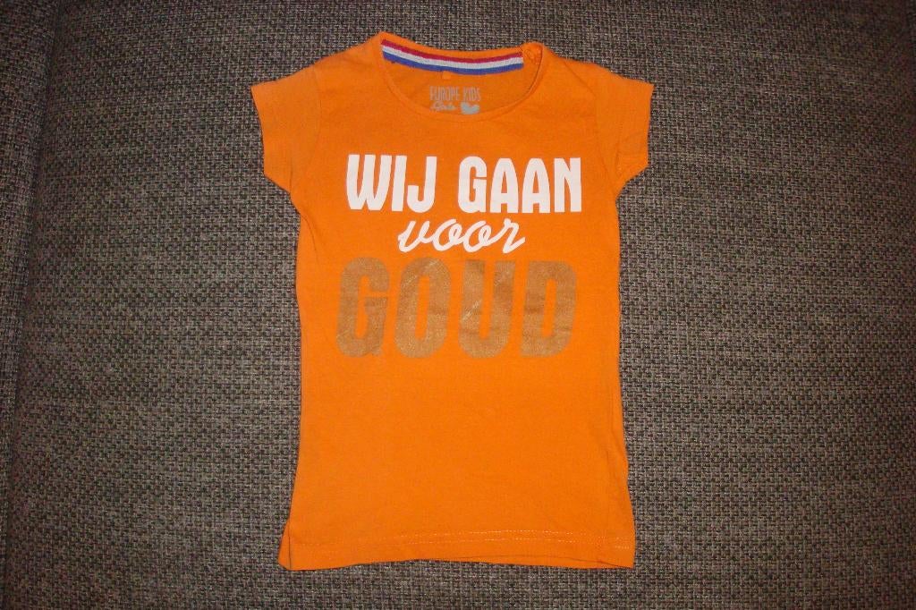 Koningsdag, Europe Kids oranje t-shirt WIJ GAAN GOUD, mt 116, Kinderen en Baby's, Kinderkleding | Maat 116, Europe Kids, Meisje
