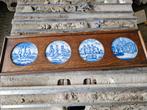 Antieke Delfts Blauwe Tegels in Houten Lijst - Bijbels, Antiek en Kunst, Ophalen