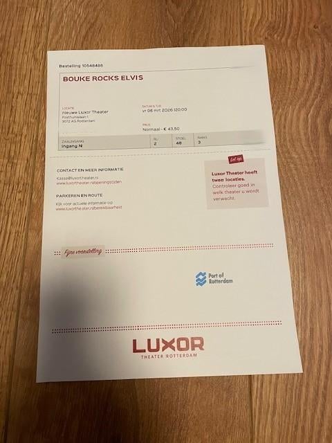 Kaartje Bouke  6 maart Rotterdam, Tickets en Kaartjes, Eén persoon