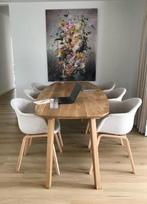 Deens ovale eettafel met 6 stoelen, Huis en Inrichting, Tafels | Eettafels, Ophalen, Japandi, Eikenhout, 200 cm of meer